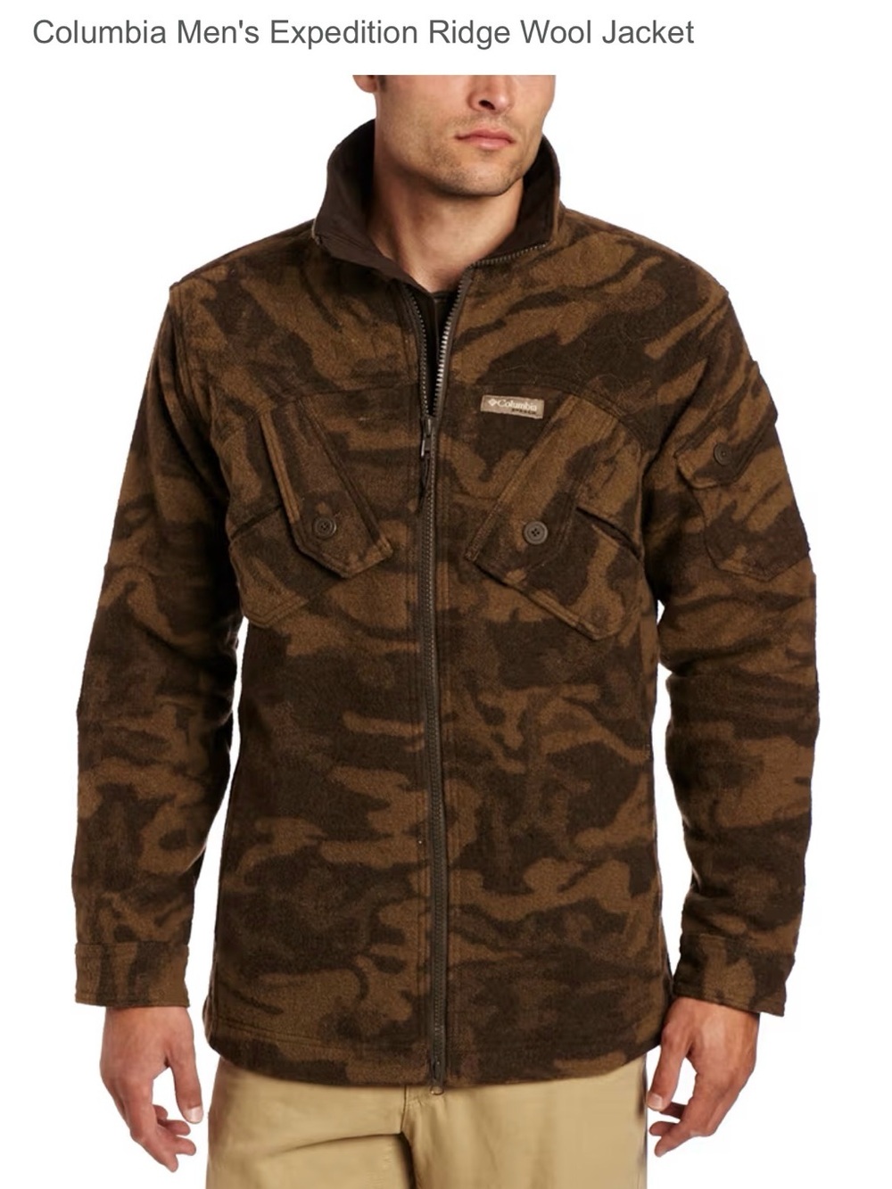 Columbia Men's Expedition Ridge Wool Jacket - M - Brown Wool Camo